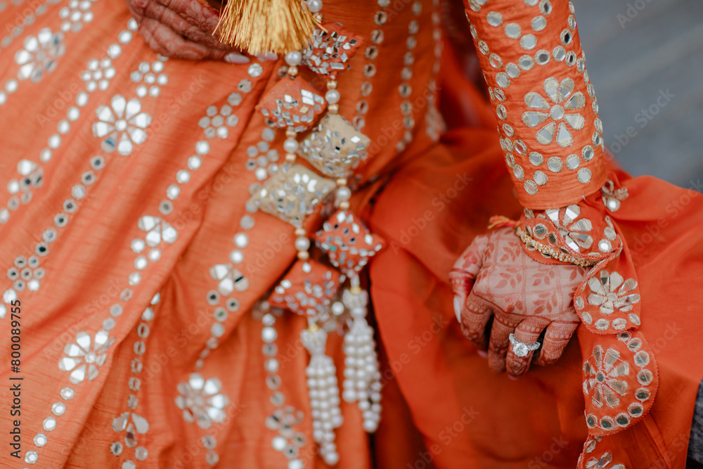 beautiful Indian bride wearing a traditional Indian bridal dress