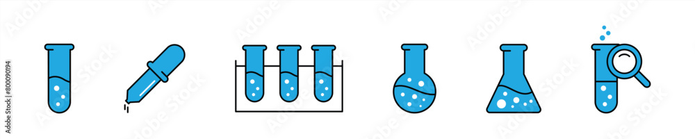 lab flask icon set. science laboratory icon. chemical experiment icon symbol sign. vector illustration