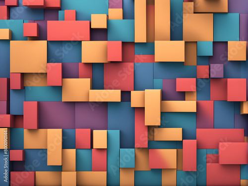 An abstract background composed of colored rectangular blocks  leaving blank spaces for text  with a colorful background