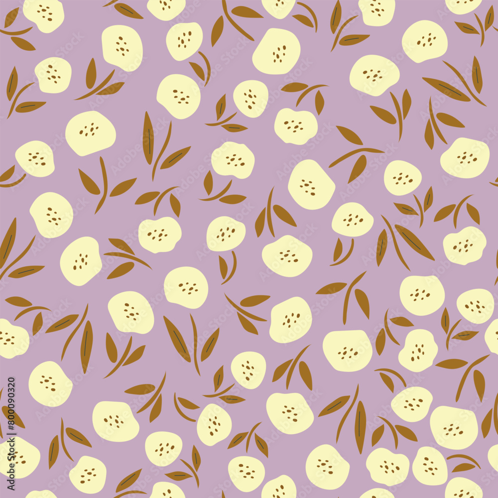 A lot of small flowers, and leaves vector illustration on purple background.
A lot of small flowers, and leaves vector illustration on purple background.