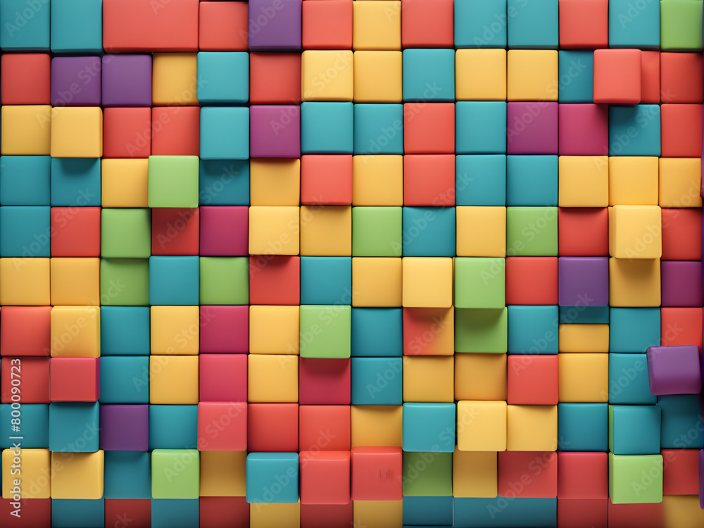 An abstract background composed of colored rectangular blocks, leaving blank spaces for text, with a colorful background