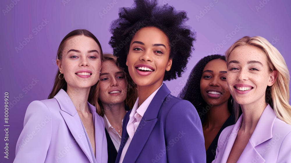 A group of women on a purple background A group of women on a purple background