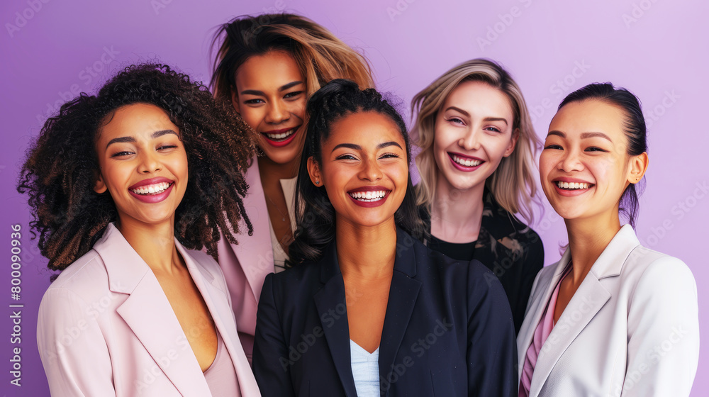 A group of women on a purple background A group of women on a purple background