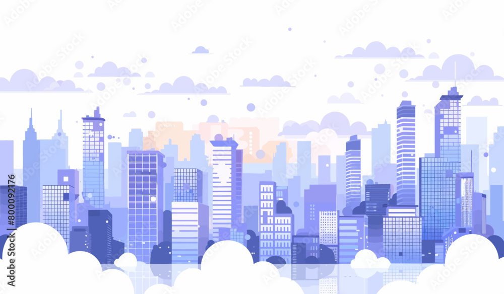 a city with tall buildings and clouds in the sky