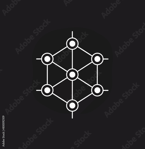 a black and white icon of a network