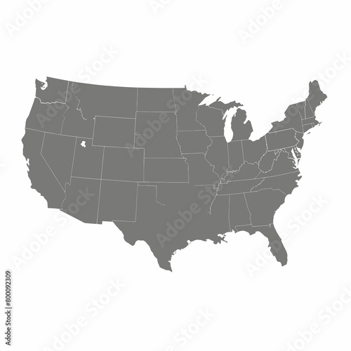 a gray map of the united states