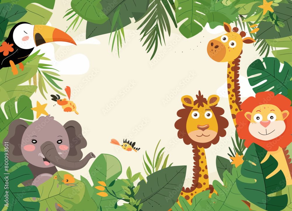 a group of animals that are standing in the jungle