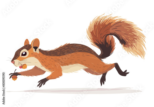 a squirrel is running with an acorn in its mouth