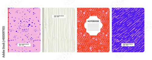Vector illustration templates contemporary abstract cover pages for notebooks, planners, brochures, books, catalogs. Minimal modern backgrounds.