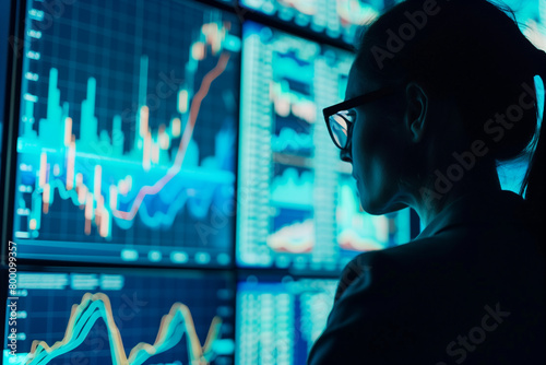 Data analyst and chartist analyzing market data photo
