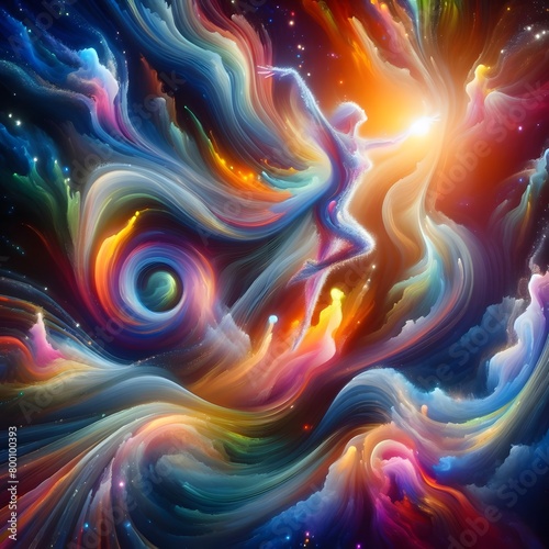 Abstract colorful shapes Ethereal Echo swirling dreamlike atmosphere