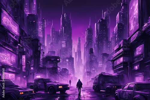 Generative AI. Gritty Cyberpunk Cityscape Infused With Retro Flair T-shirt Design 