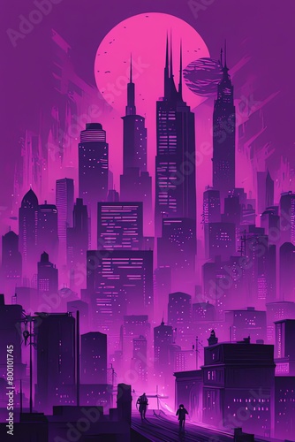 Generative AI. Gritty Cyberpunk Cityscape Infused With Retro Flair T-shirt Design  © Fikri