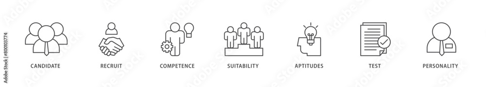 Assessment icons set collection illustration of user candidate, recruit, competence, suitability, aptitudes, test and personality icon live stroke and easy to edit Assessment icons set collection illustration of user candidate, recruit, competence, suitability, aptitudes, test and personality icon live stroke and easy to edit