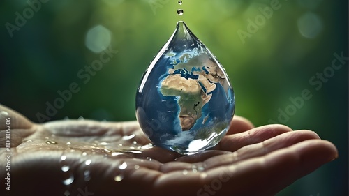 Earthly Hand Holding Water Drop
