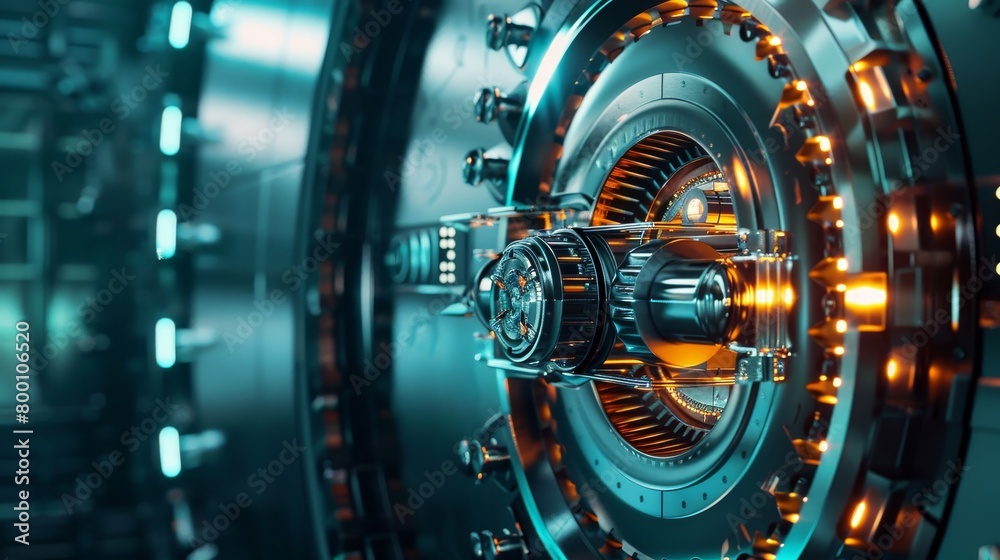 A futuristic looking machine with a large gear in the center