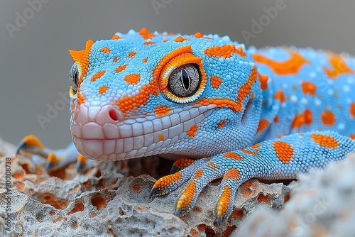 Tokay Gecko  Gripping onto a textured surface with its unique toe pads  showing versatility.