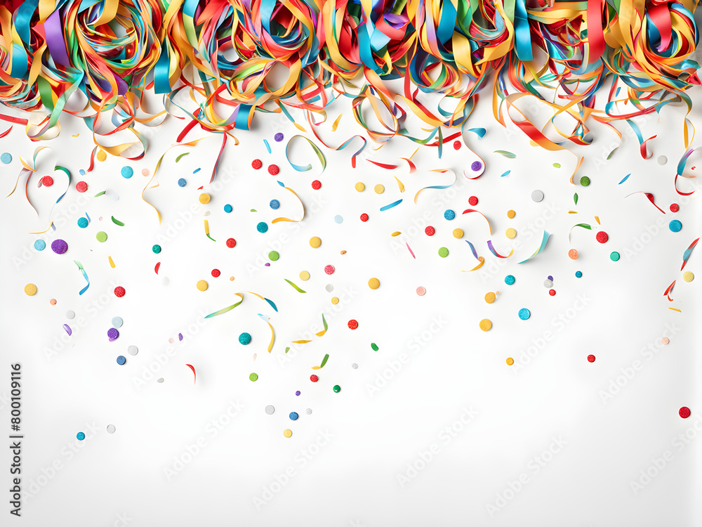 Fototapeta premium Abstract background composed of colorful ribbons and floral fragments, holiday celebrations, wedding invitations, leaving space for text