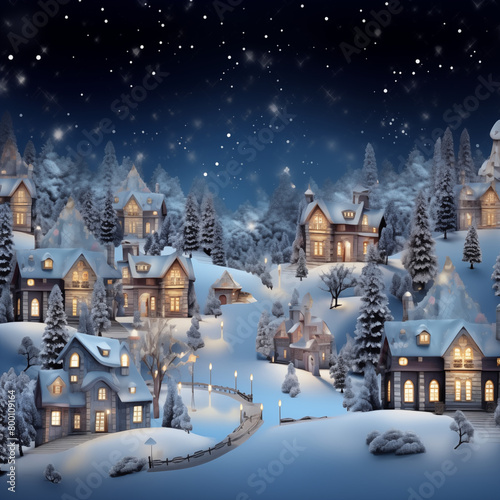 Christmas winter fairy village 