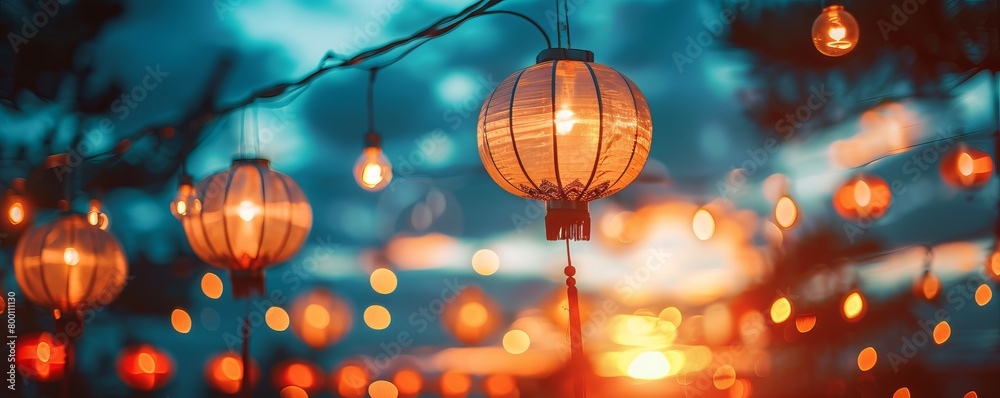 Low angle view of illuminated lanterns against sky at night Low angle view of illuminated lanterns against sky at night