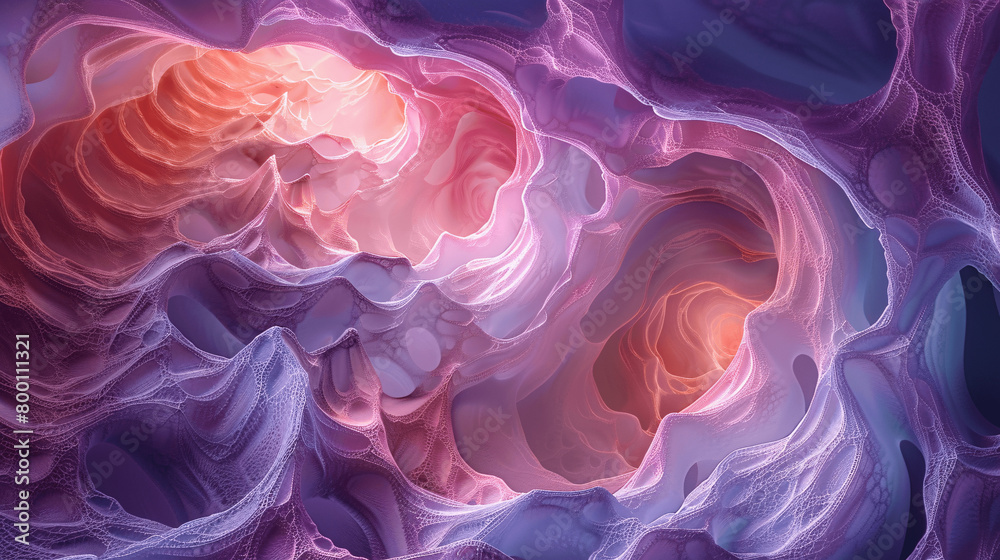 Obraz premium Pulse in blue, pink and purple. Digital abstraction., Generative AI.