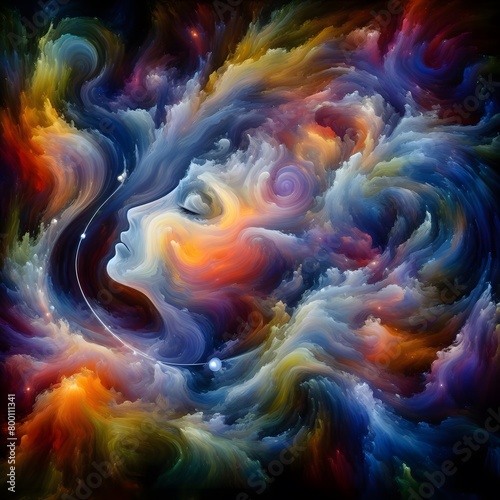 Abstract colorful shapes  Ethereal Echo swirling  dreamlike atmosphere © MDSAIDE