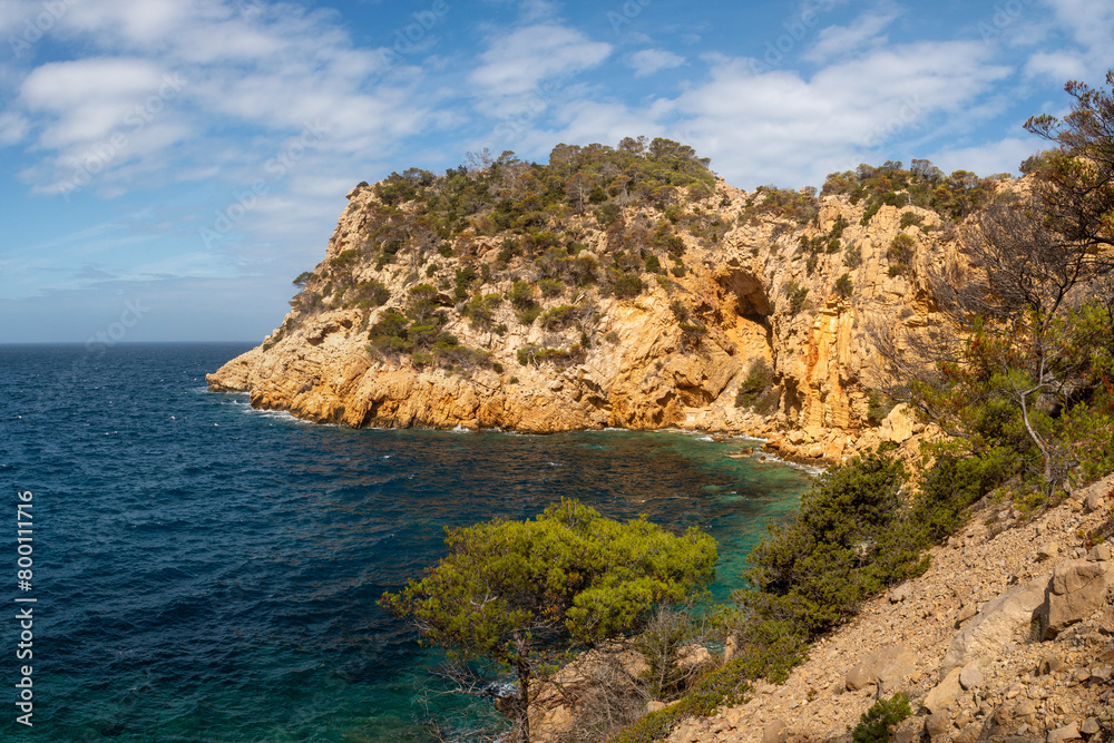 Fototapeta premium Cap Gross small coves near Cala Salada, Sant Antoni de Portmany, Ibiza, Balearic Islands, Spain