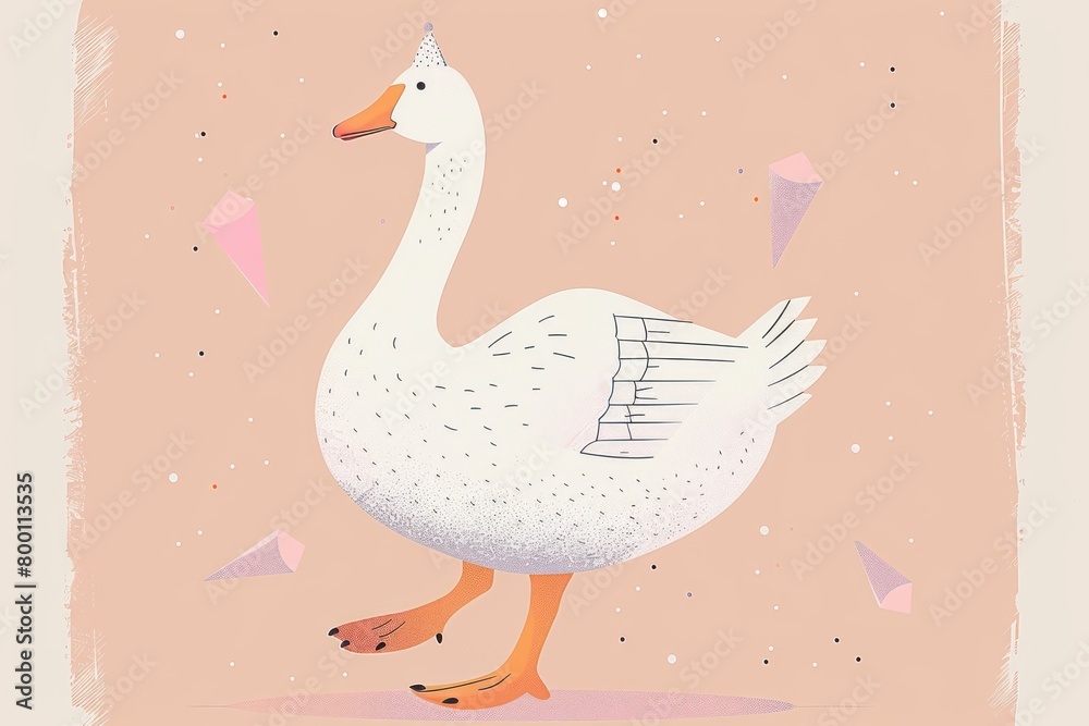 Illustration of a cute goose isolated background. Poster with a duck for postcards Illustration of a cute goose isolated background. Poster with a duck for postcards