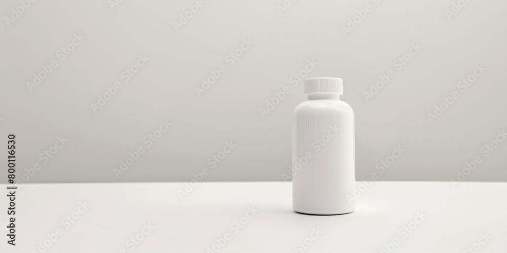 Vitamin bottle on a clean white background. Minimalistic product packaging mockup. Versatile and simple design concept for branding and label presentation. Vitamin bottle on a clean white background. Minimalistic product packaging mockup. Versatile and simple design concept for branding and label presentation.