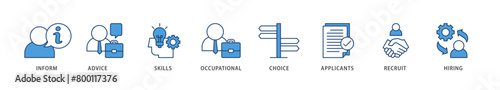 Job fair icons set collection illustration of the information, advice, skills, occupational, applicants, recruit, and hiring icon live stroke and easy to edit 