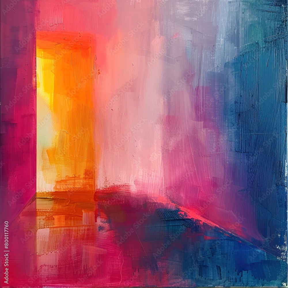 The painting is full of vibrant colors and energy. It is a beautiful and unique piece of art that would be a great addition to any home or office.