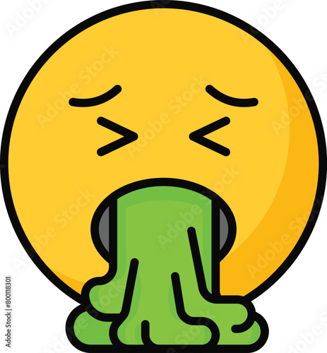Get your hands on this trendy vomiting emoji icon design