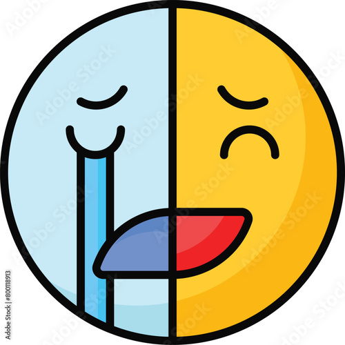 Happy sad feelings emoji icon, ready to use vector design