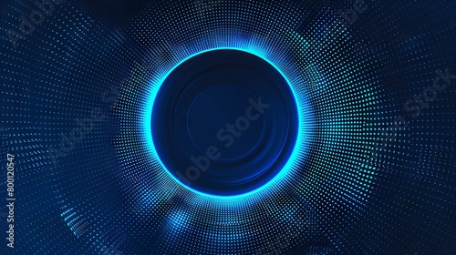 Abstract Blue Halftone Circle with Futuristic Design Elements, Vector EPS10

