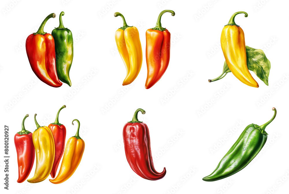 A Colorful Array of Red, Green, and Yellow Jalapenos for Spicy Cuisine A Colorful Array of Red, Green, and Yellow Jalapenos for Spicy Cuisine