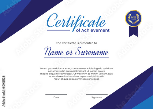 Editable Modern Elegant Certificate Template. Certificate Template with Flat Design