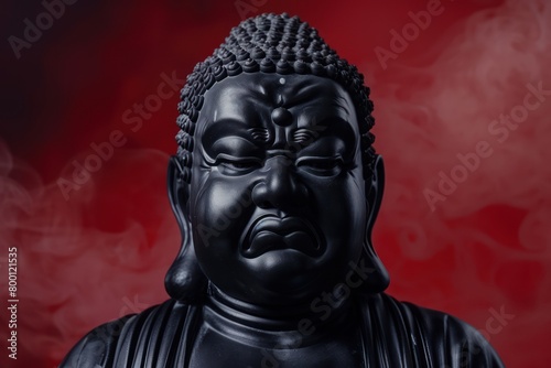 Angry 3D Buddha. Contemporary abstract art. Isolated background