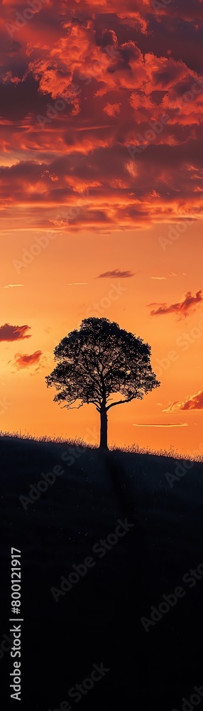 The setting sun casts a golden glow on a lonely tree. The setting sun casts a golden glow on a lonely tree.