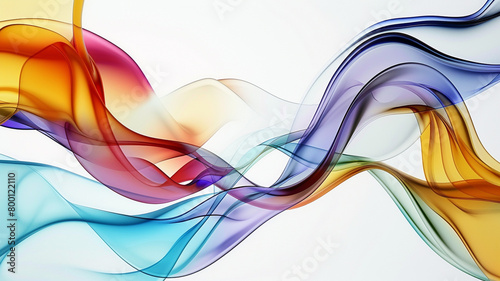  Harmonious interplay of abstract multicolored glass patterns forming fluid wavy shapes against a clear white backdrop