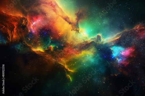 A colorful nebula in space, stars glowing around it © 수동 김