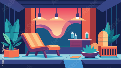 Indulge in the ultimate relaxation at this luxurious home spa where a peaceful infrared sauna sits a plush lounge chairs and calming scents of.