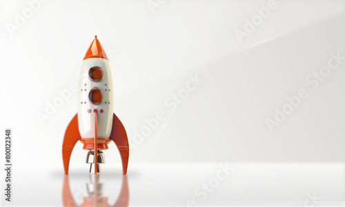 3d cartoon rocket ship ready to flight ,copy space background
