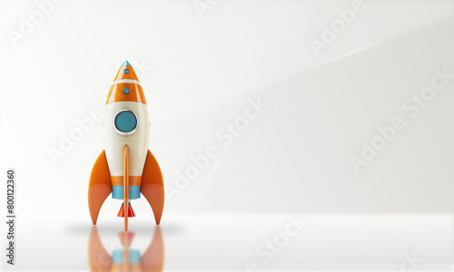 3d cartoon rocket ship ready to flight ,copy space background
