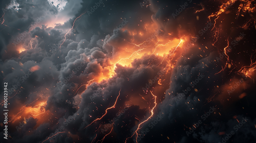 A Thunderstorm Background with Lightning Bolts and Dramatic Atmospheric Effects - 16:9 Aspect Ratio