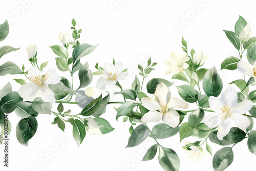 Wallpaper Mural Watercolor, cute and creepy jasmine border clipart Torontodigital.ca