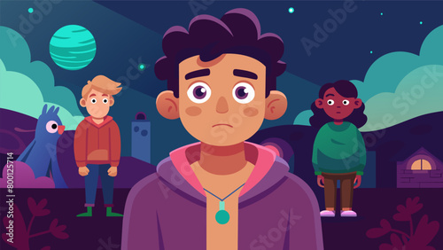 An animated series featuring a character with social anxiety who learns to overcome their fears and make new friends through their love for art.. Vector illustration