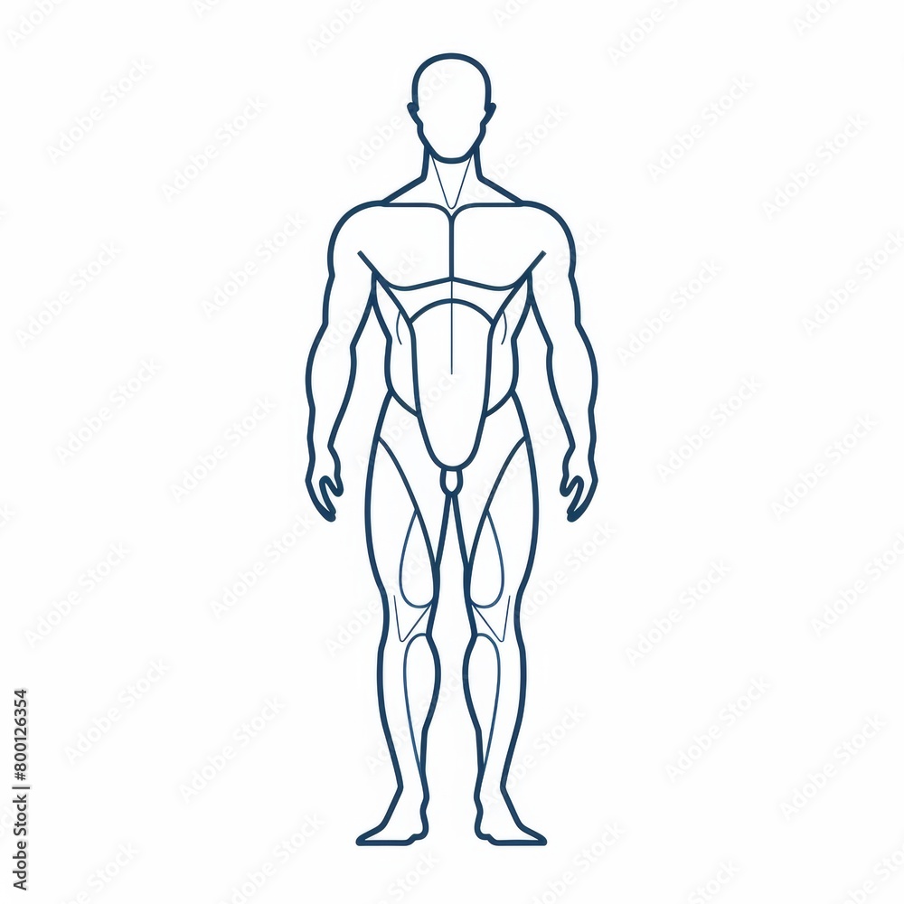 Line drawing of human body illustration for medical theme promotion