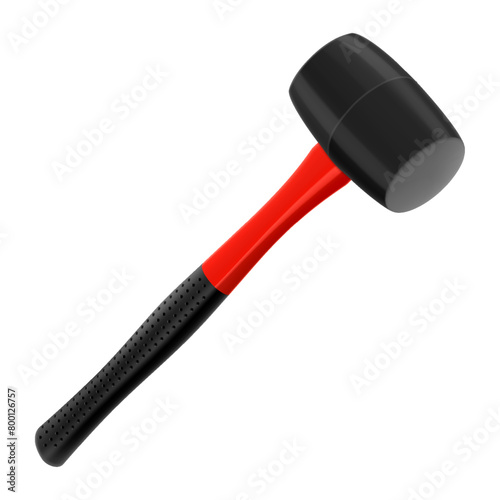 Rubber mallet, isolated on white background. Tile hammer. Hand tools for laying tiles and stones. Tool for straightening work. Realistic 3d vector illustration