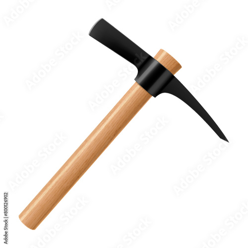 Pickaxe hammer isolated on white background. Rock hammer tool. Hand percussion tool for master stonemasons, builders, sculptors for processing various types of stone. Realistic 3D vector illustration