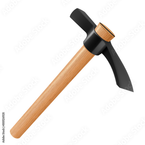 Pickaxe hammer isolated on white background. Rock hammer tool. Hand percussion tool for master stonemasons, builders, sculptors for processing various types of stone. Realistic 3D vector illustration